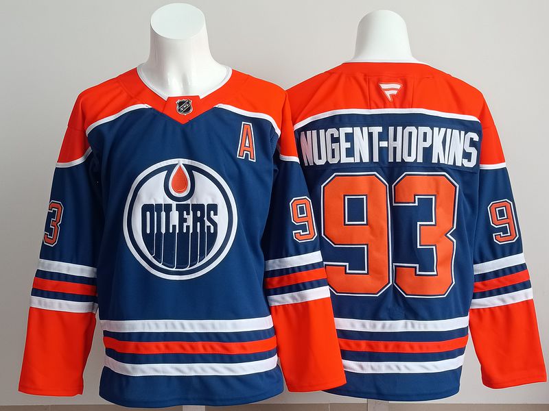 Men 2025 Edmonton Oilers #93 Nugent-Hopkins Blue Fanatics Home Premium NHL Jersey style 1->edmonton oilers->NHL Jersey